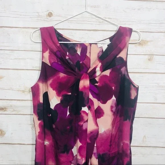 Ann Taylor LOFT Size 12P Dress Sleeveless Ruffle Front - Picture 2 of 7